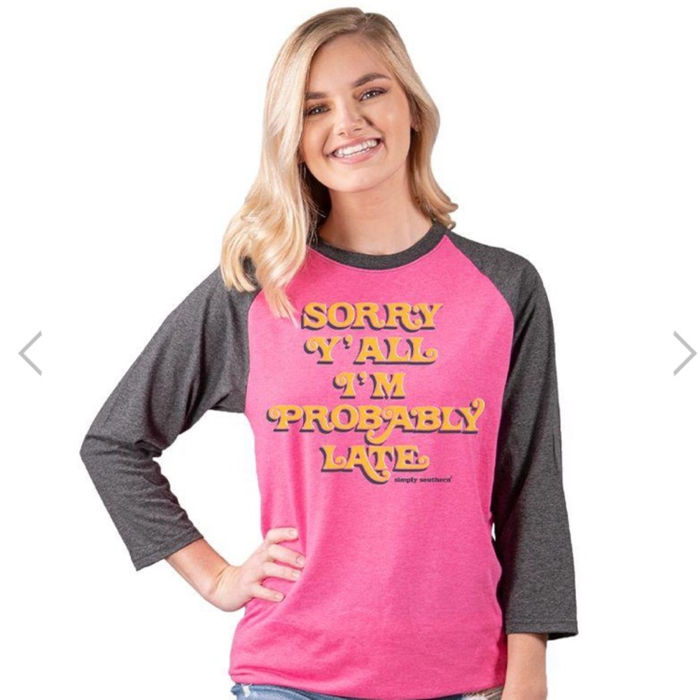 ✨NWT Simply Southern ‘Sorry Y’all’ Raglan Tee